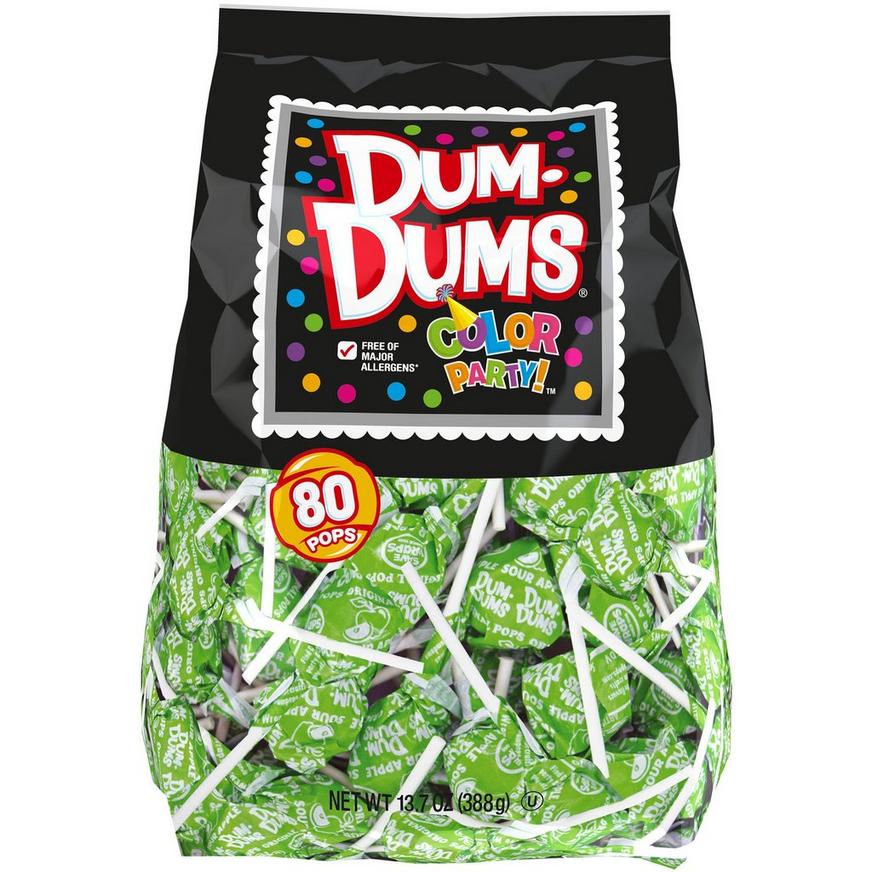 Kiwi Green Dum Dums Lollipops 80pc