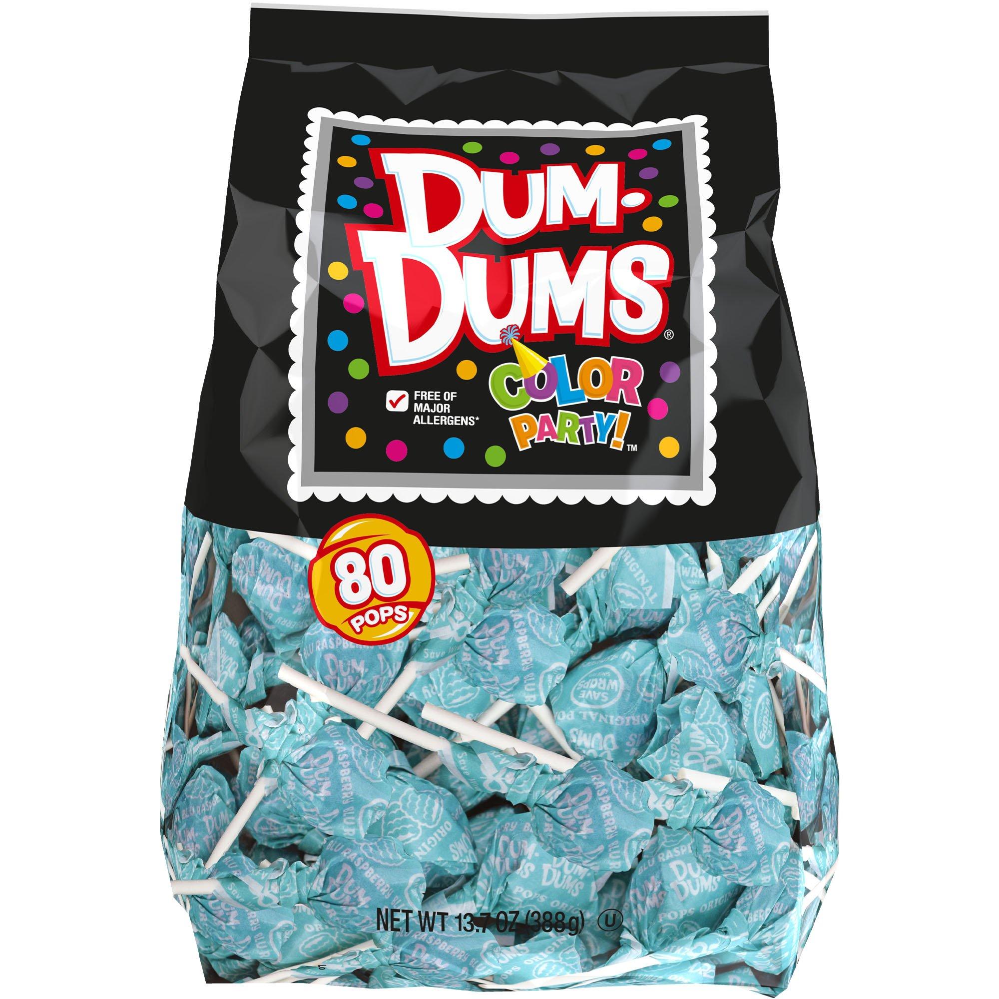 Dum Dums Color Party Light Blue Blu Raspberry Lollipops - Bag of