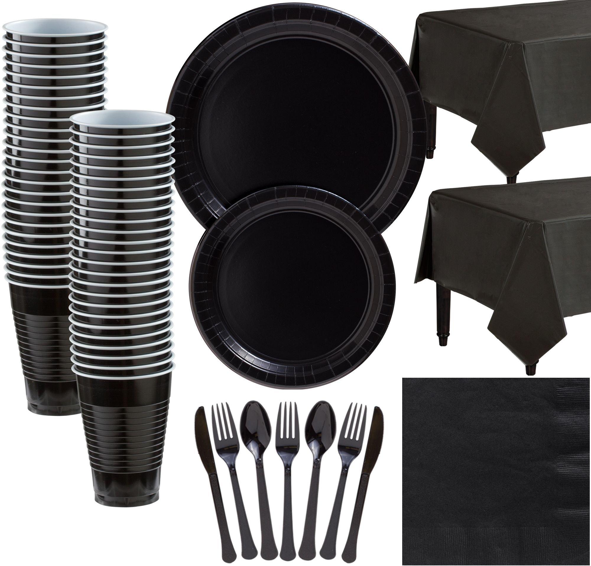 Black Paper Tableware Kit for 50 Guests Party City
