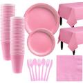 Pink Paper Tableware Kit for 50 Guests