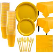 Sunshine Yellow Paper Tableware Kit for 50 Guests