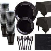 Black Plastic Tableware Kit for 50 Guests