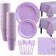 Lavender Plastic Tableware Kit for 50 Guests