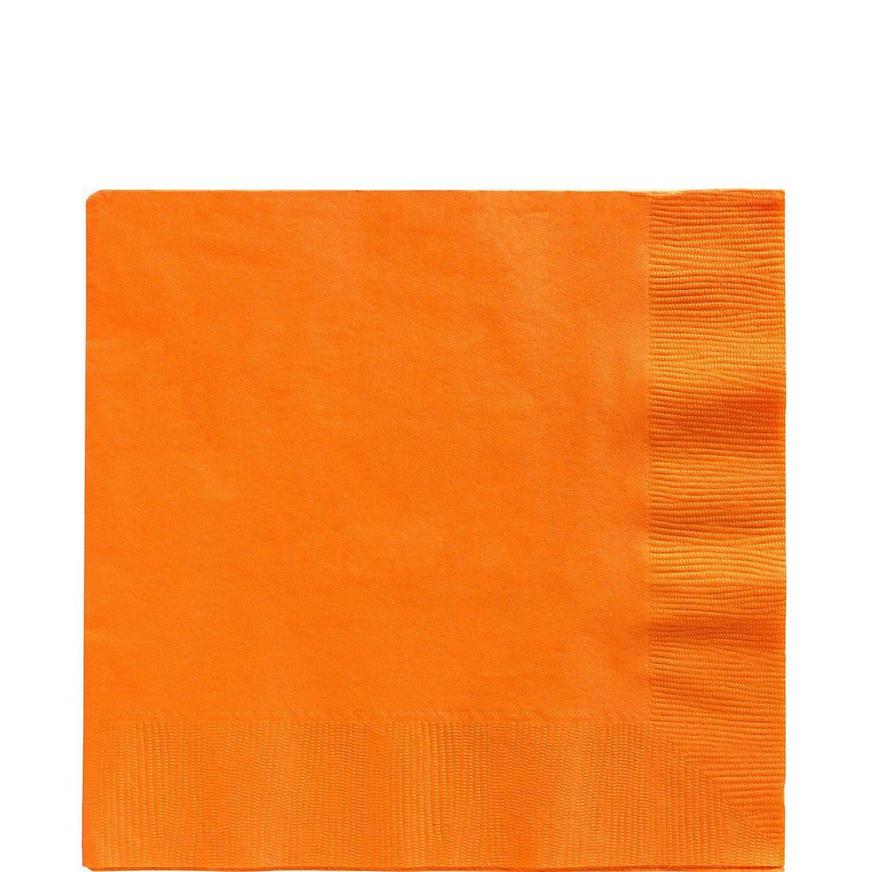 Orange Plastic Tableware Kit for 50 Guests