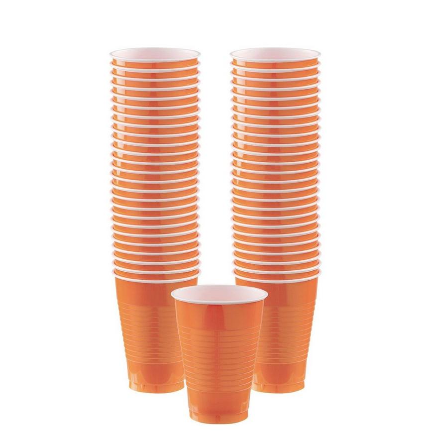 Orange Plastic Tableware Kit for 50 Guests