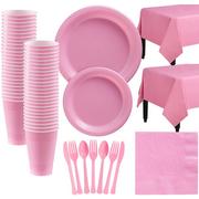 New Pink Plastic Tableware Kit for 50 Guests