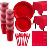 Red Plastic Tableware Kit for 50 Guests