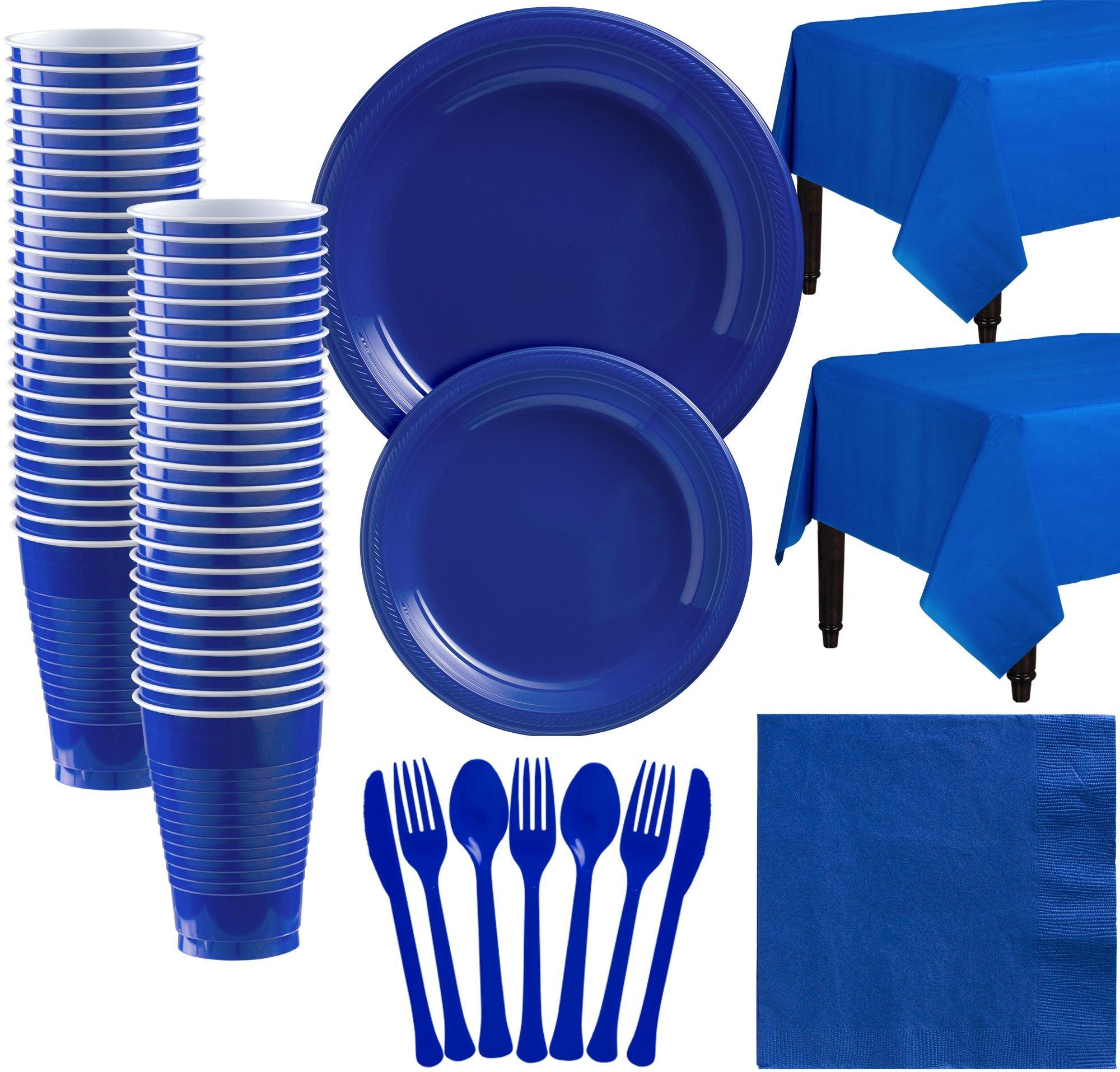 Royal Blue Plastic Tableware Kit for 50 Guests Party City