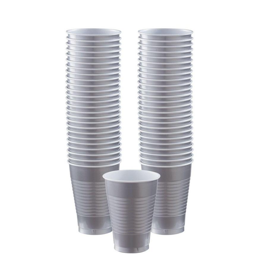 Silver Plastic Tableware Kit for 50 Guests