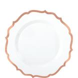 White Rose Gold-Trimmed Ornate Premium Plastic Dessert Plates 20ct
