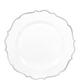 White Silver-Trimmed Ornate Premium Plastic Dessert Plates 20ct