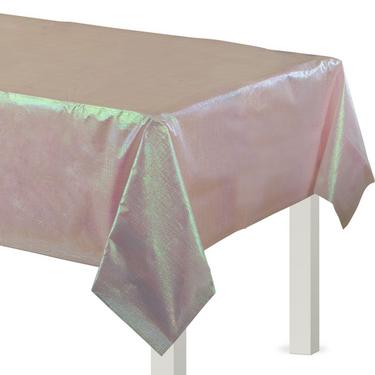 Pink Iridescent Paper & Plastic Table Cover, 54in x 102in - Size