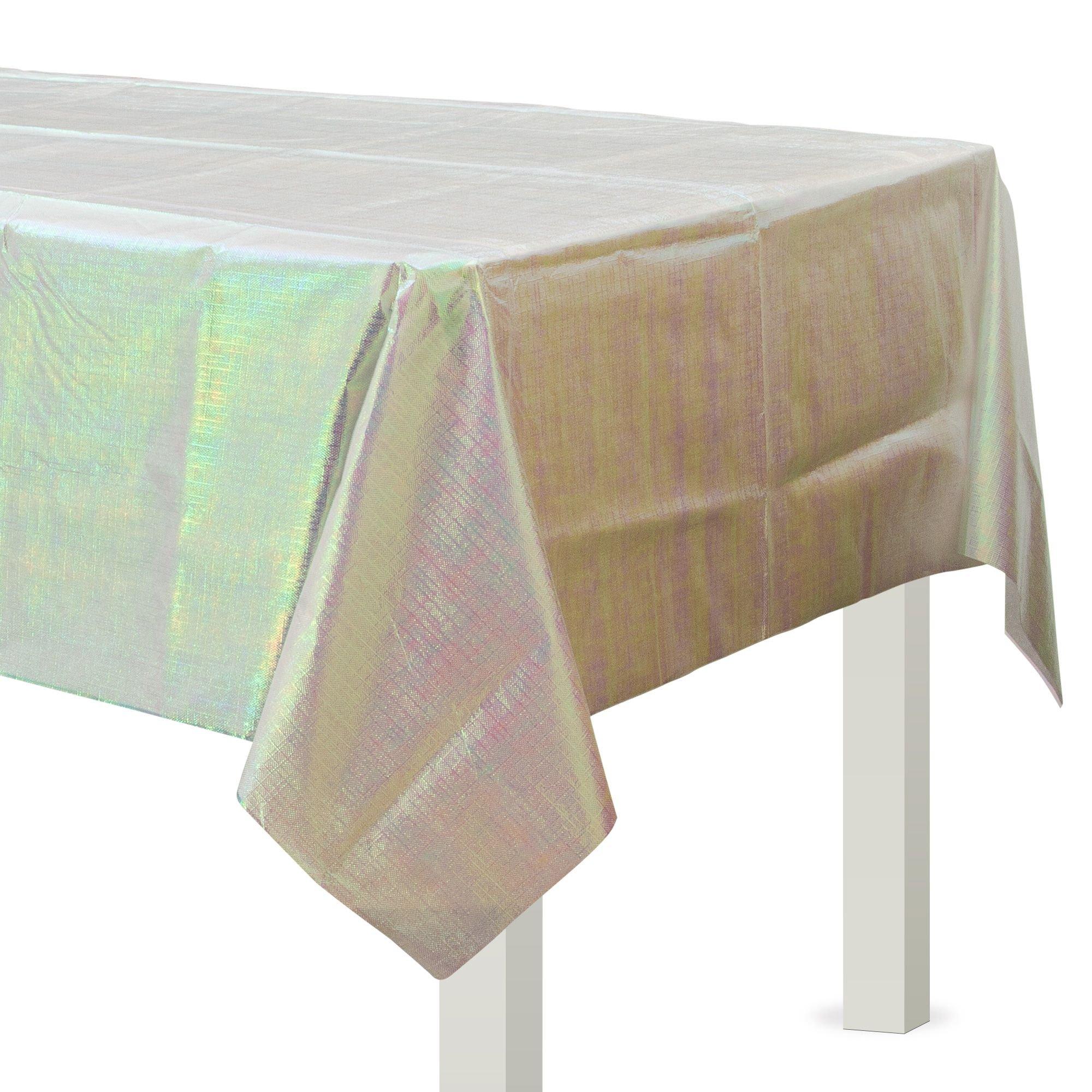 Way to Celebrate White Opalescent Paper Tablecloth 54 in x 84 in, 3 Ct., Size: 54 inch x 84 inch