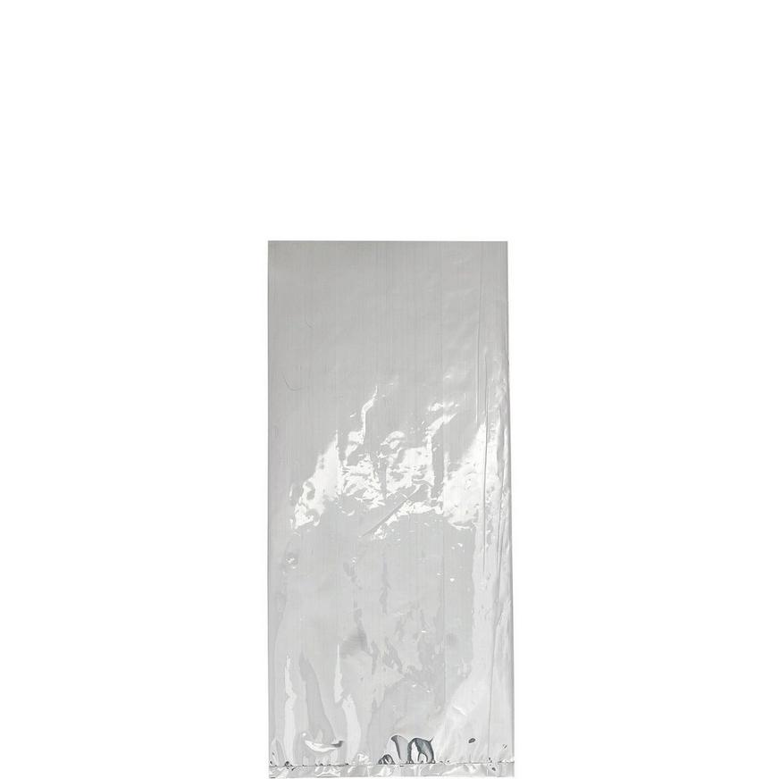 Small Metallic Silver Plastic Treat Bags 25ct