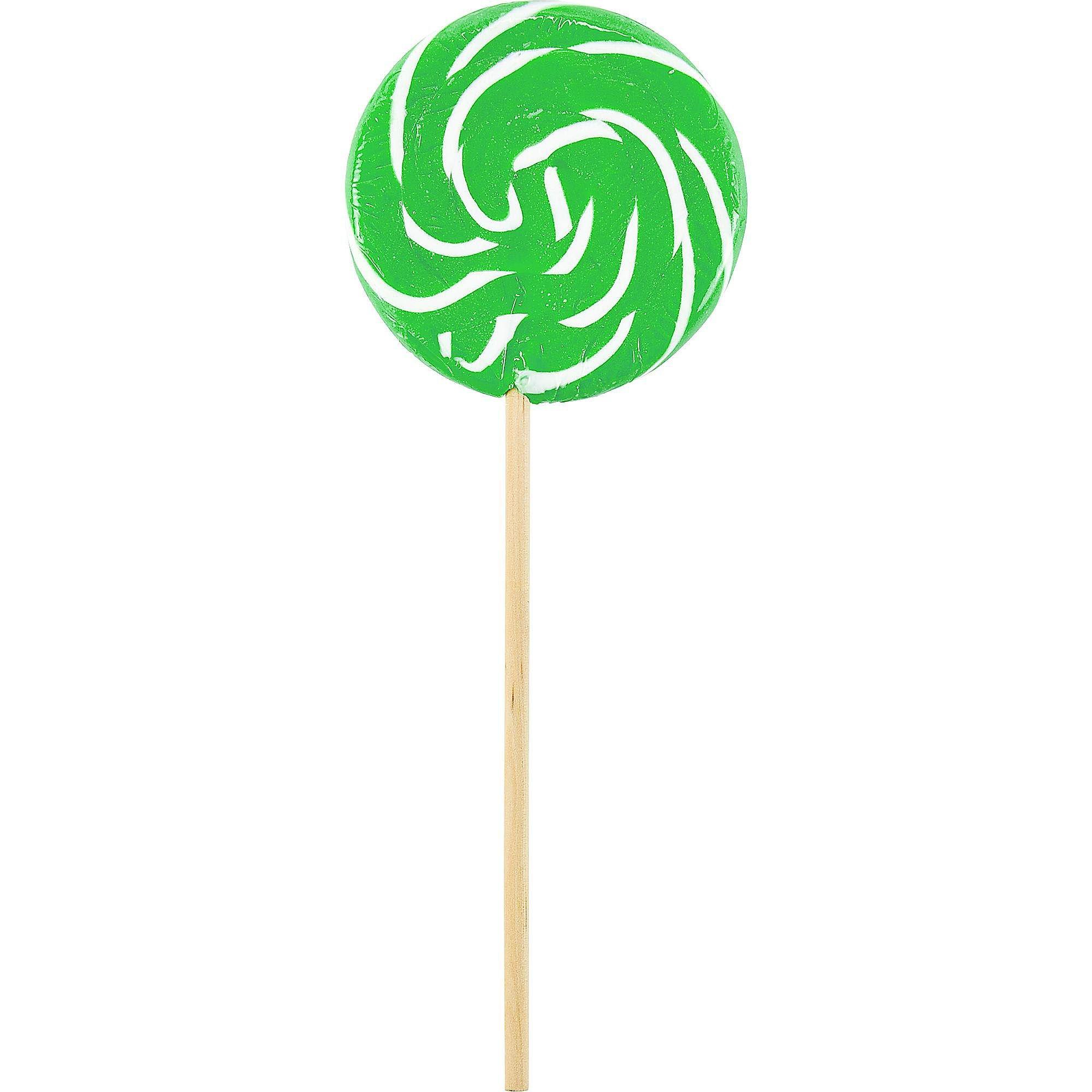 Green Swirl Lollipops with Clear Plastic Sticks – YumJunkie