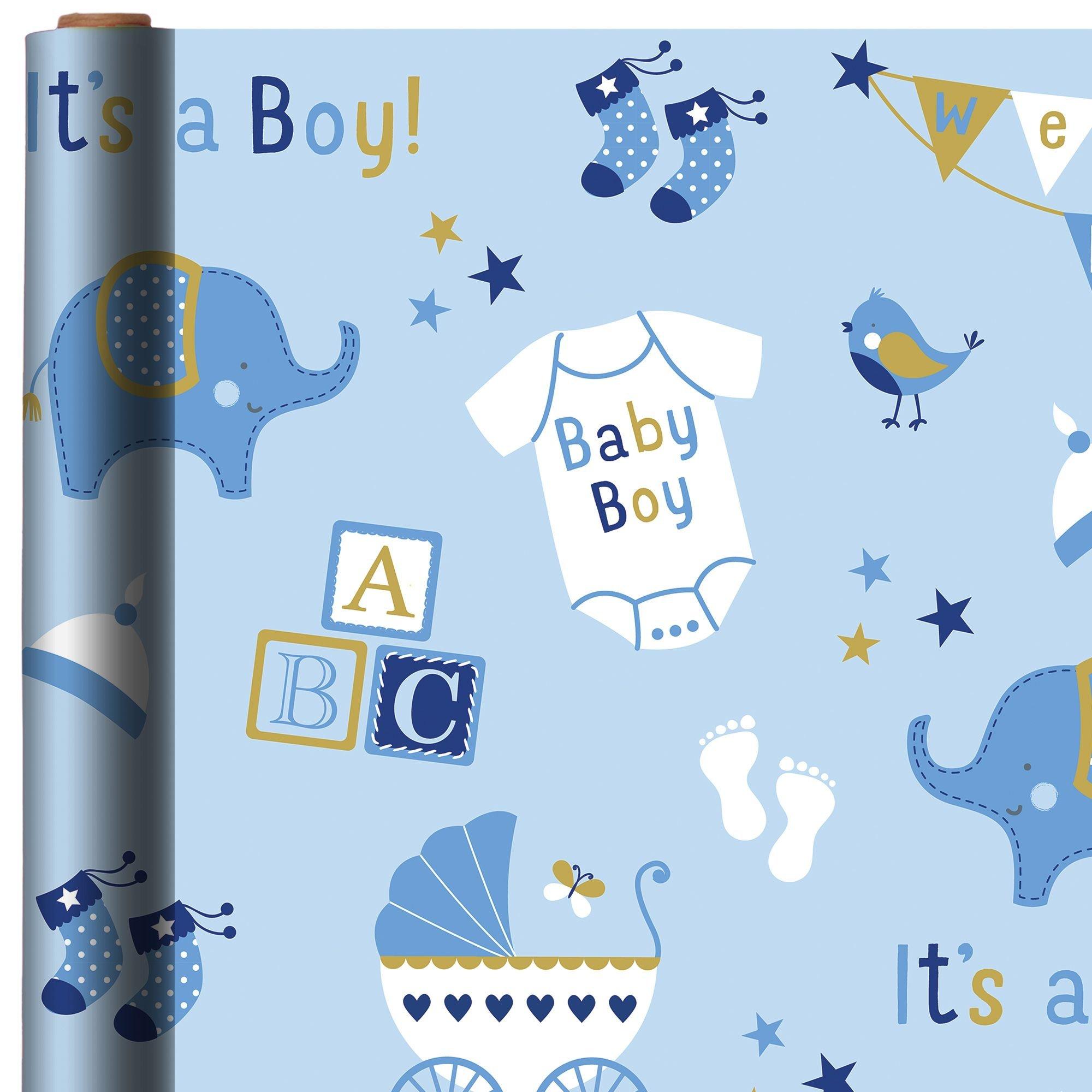 Its a boy. Cute blue funny animals toy baby shower Wrapping Paper