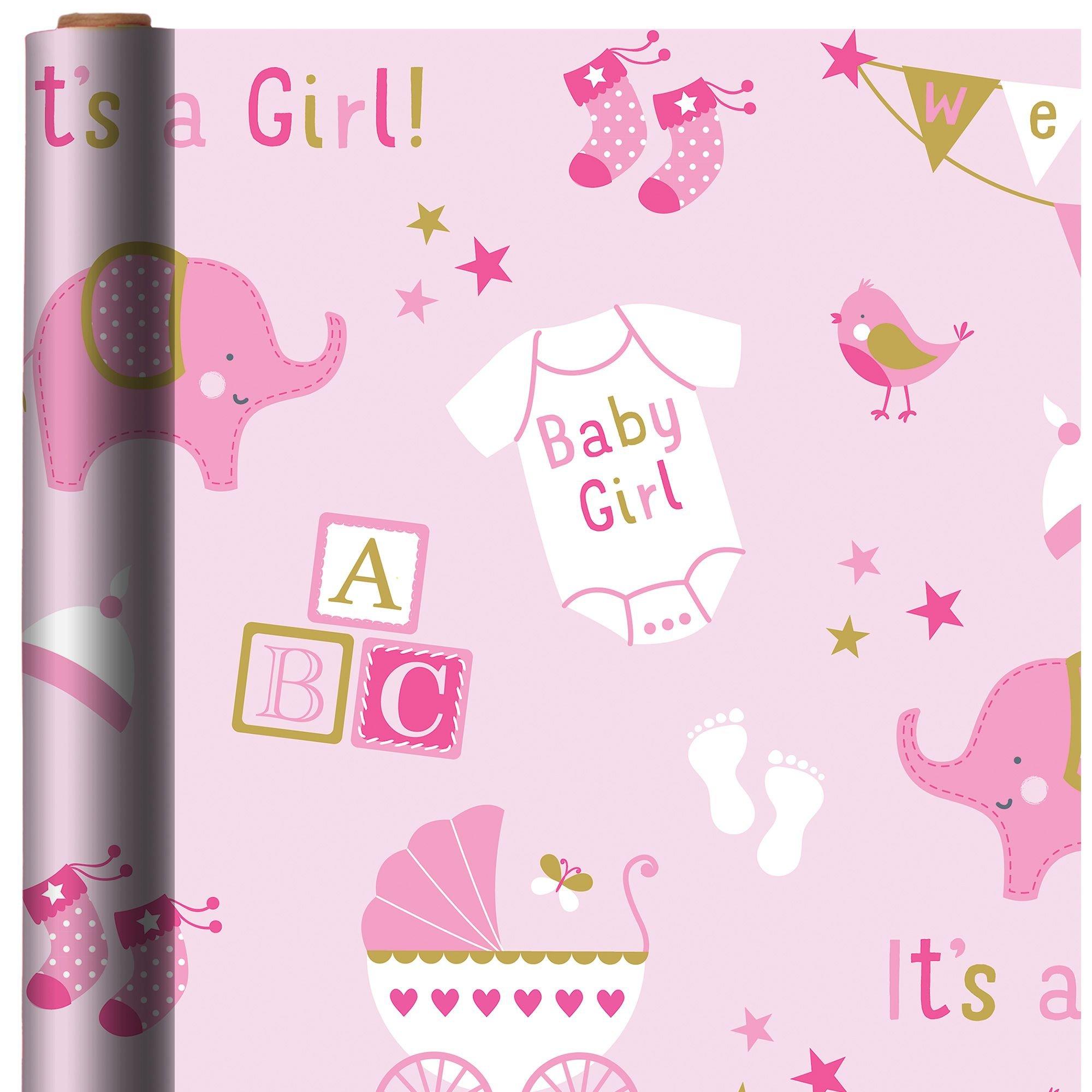 Printed Baby Girl Elephant Jumbo Gift Wrap