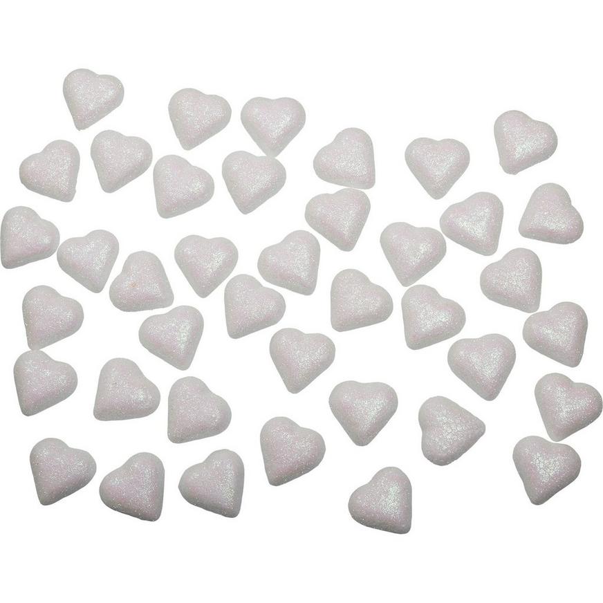 Glitter White Hearts Table Scatter 40ct
