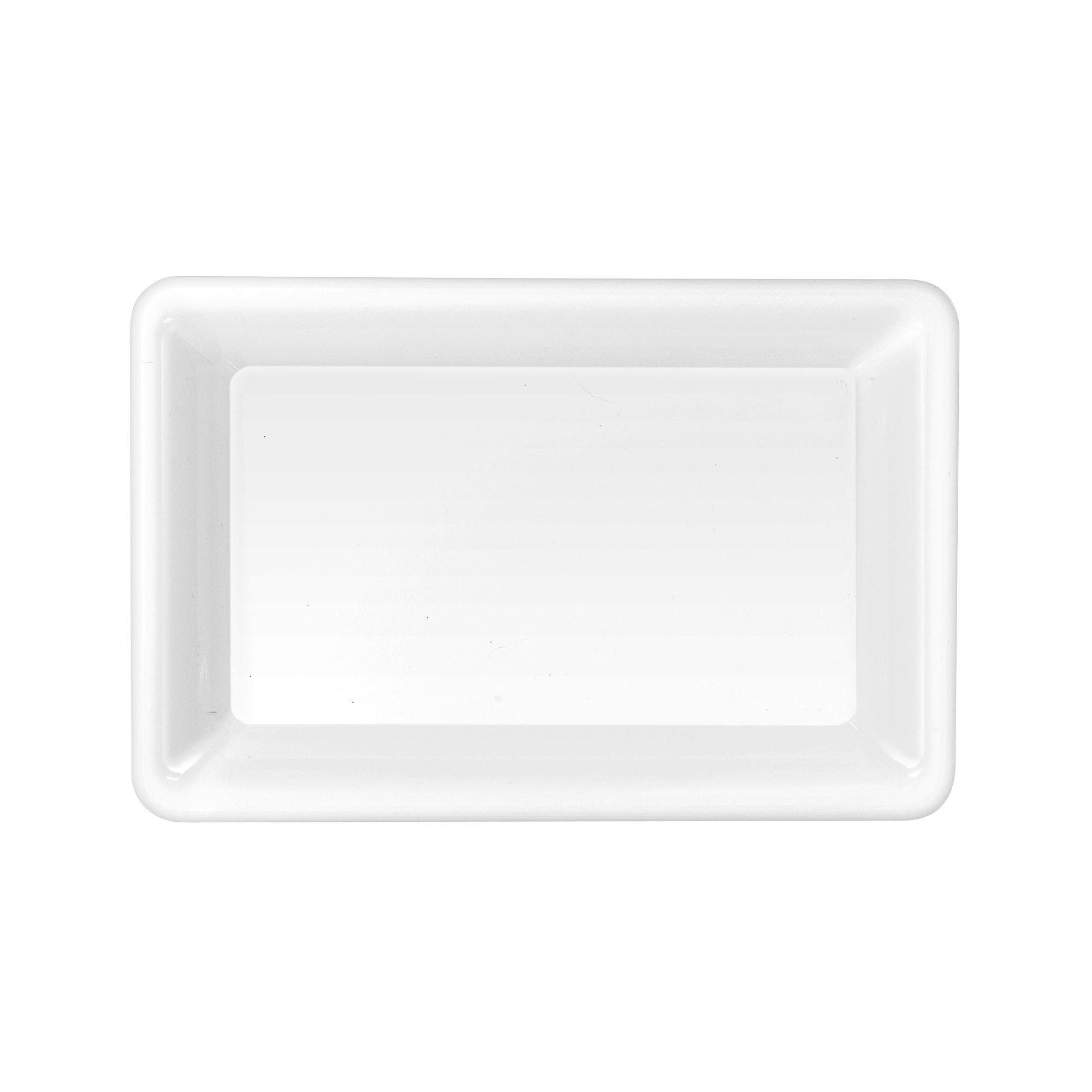 24 Trays, 16 x 5 White 4-Section Rectangular Disposable Plastic Trays