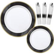 Premium Black Border & Gold Tableware Kit for 20 Guests