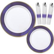 Premium Purple Border & Gold Tableware Kit for 20 Guests