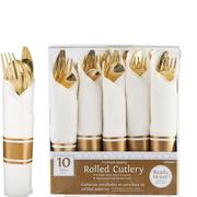 Vanilla Cream & Gold Border Premium Tableware Kit for 20 Guests