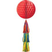 Red Honeycomb Ball with Rainbow Tail