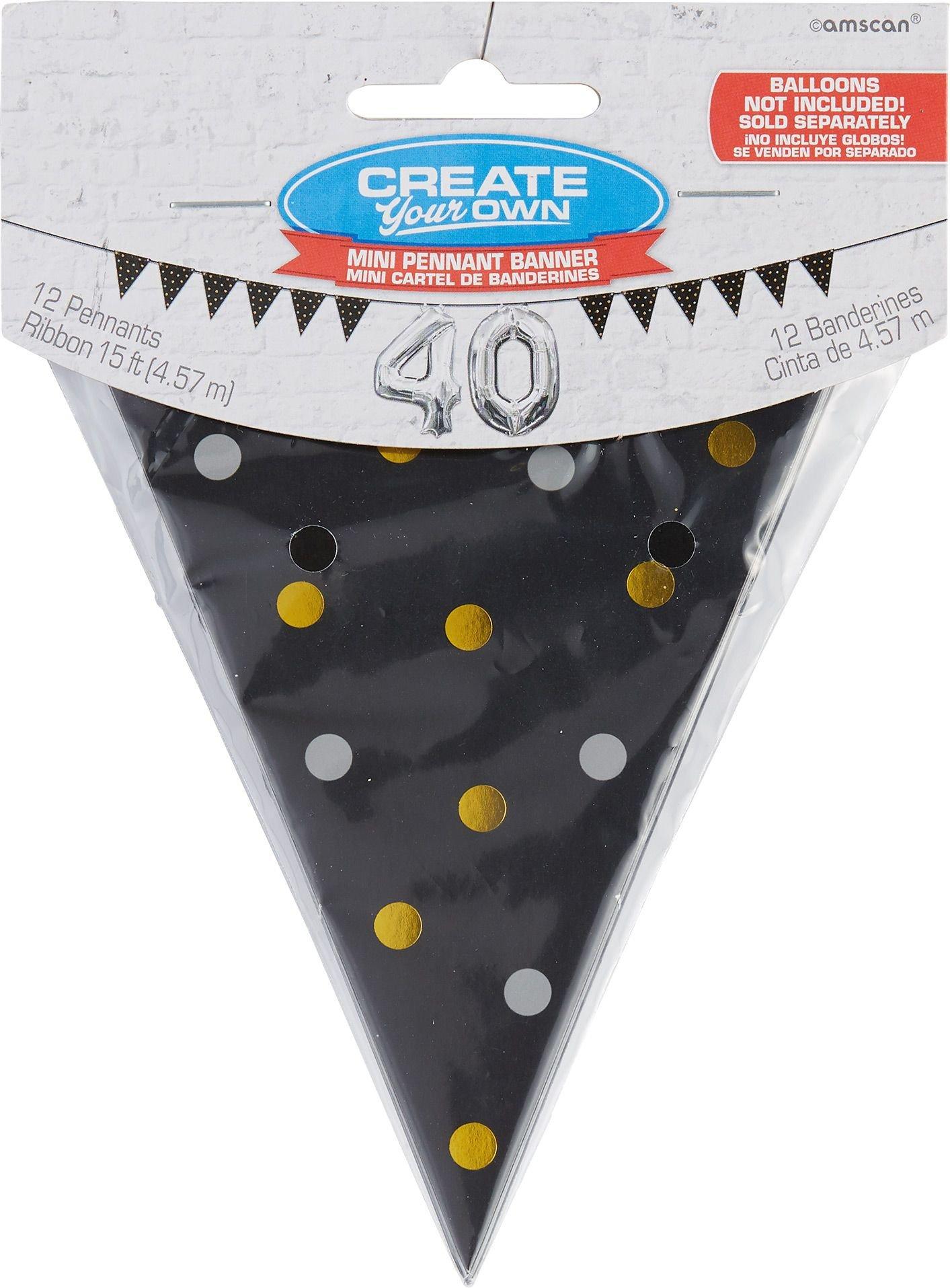Mini Create Your Own Gold & Silver Polka Dots Pennant Banner 15ft x 5in ...