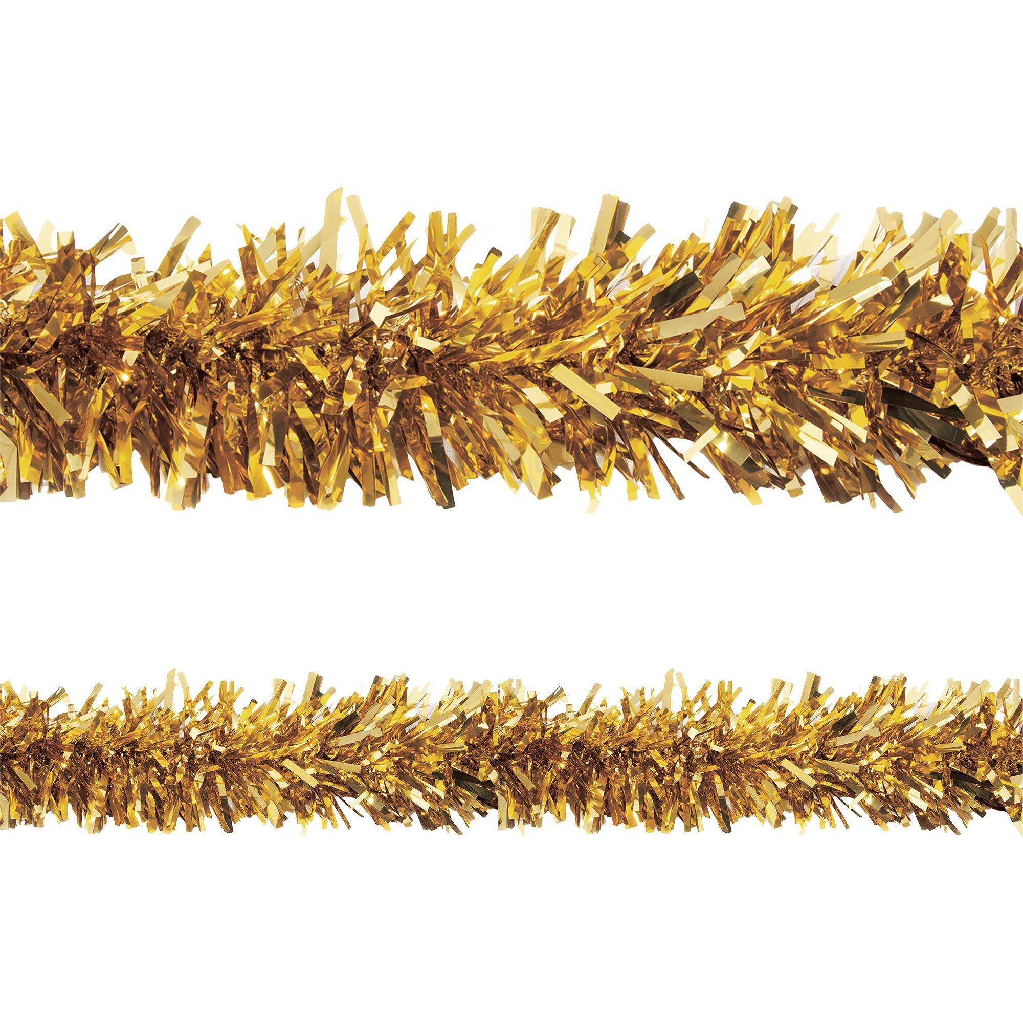 Metallic Gold Twisted Tinsel Garland 4in x 25ft Party City