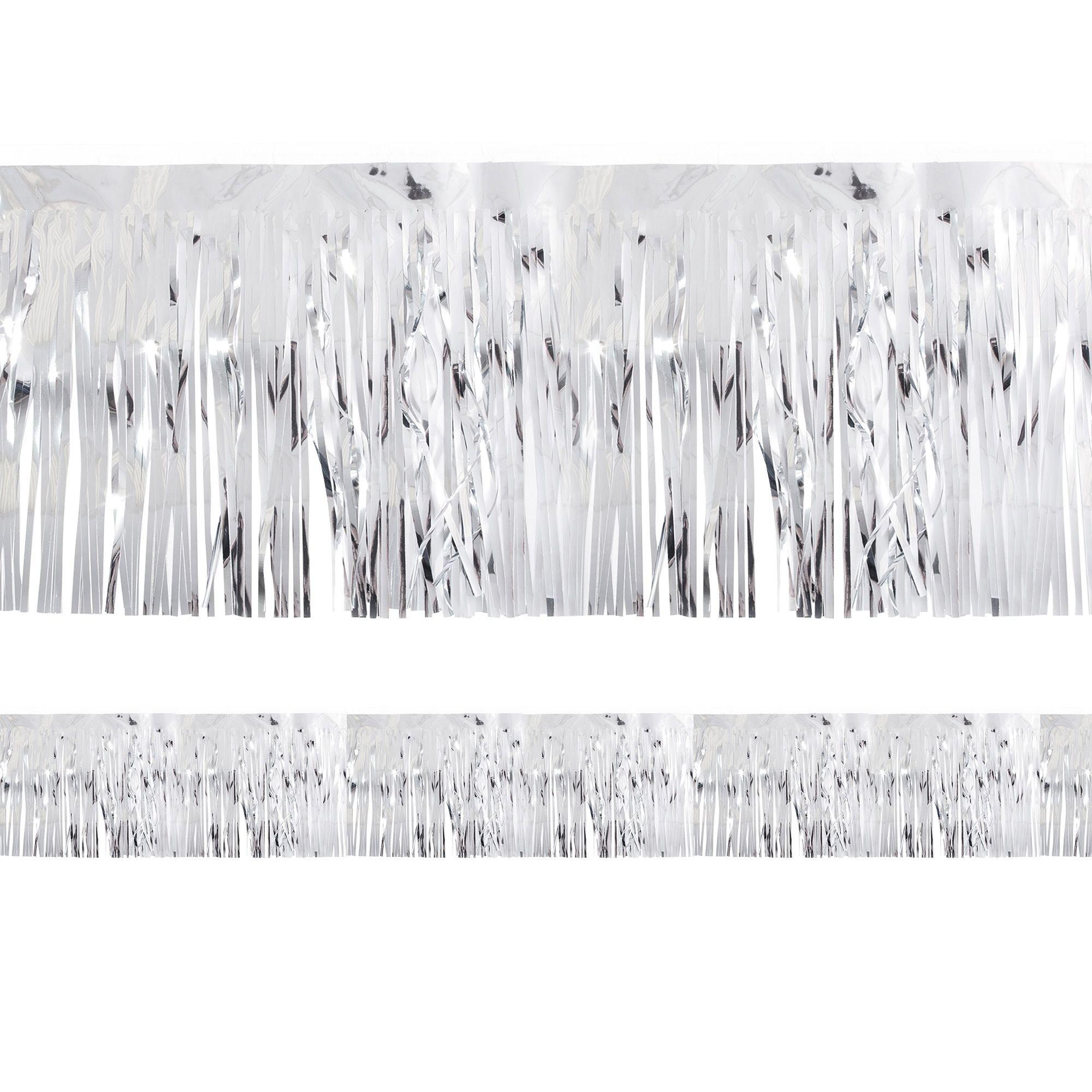 Silver Tinsel Fringe 10ft x 15in | Party City