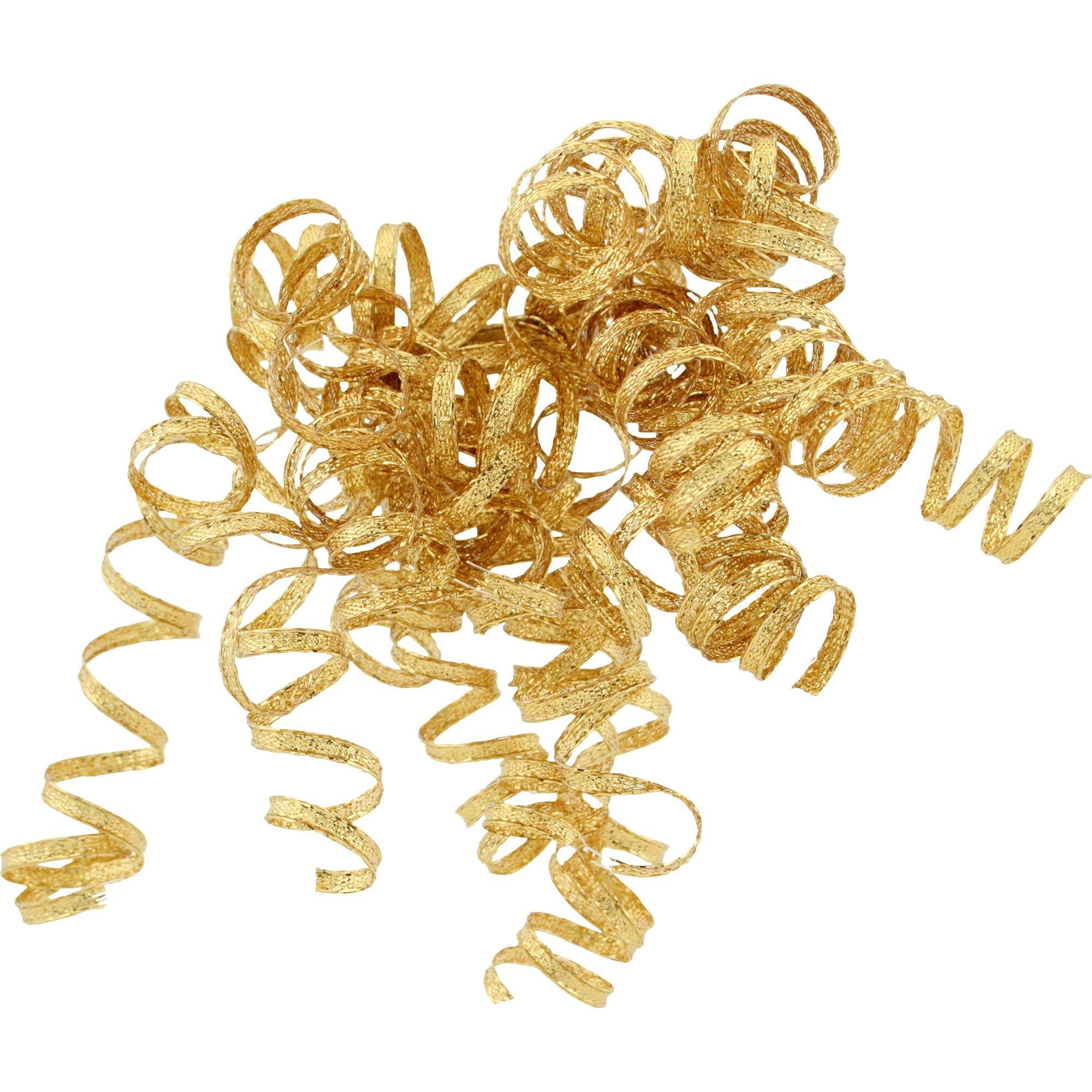 Glitter Gold Curled Gift Ribbons 4in | Party City