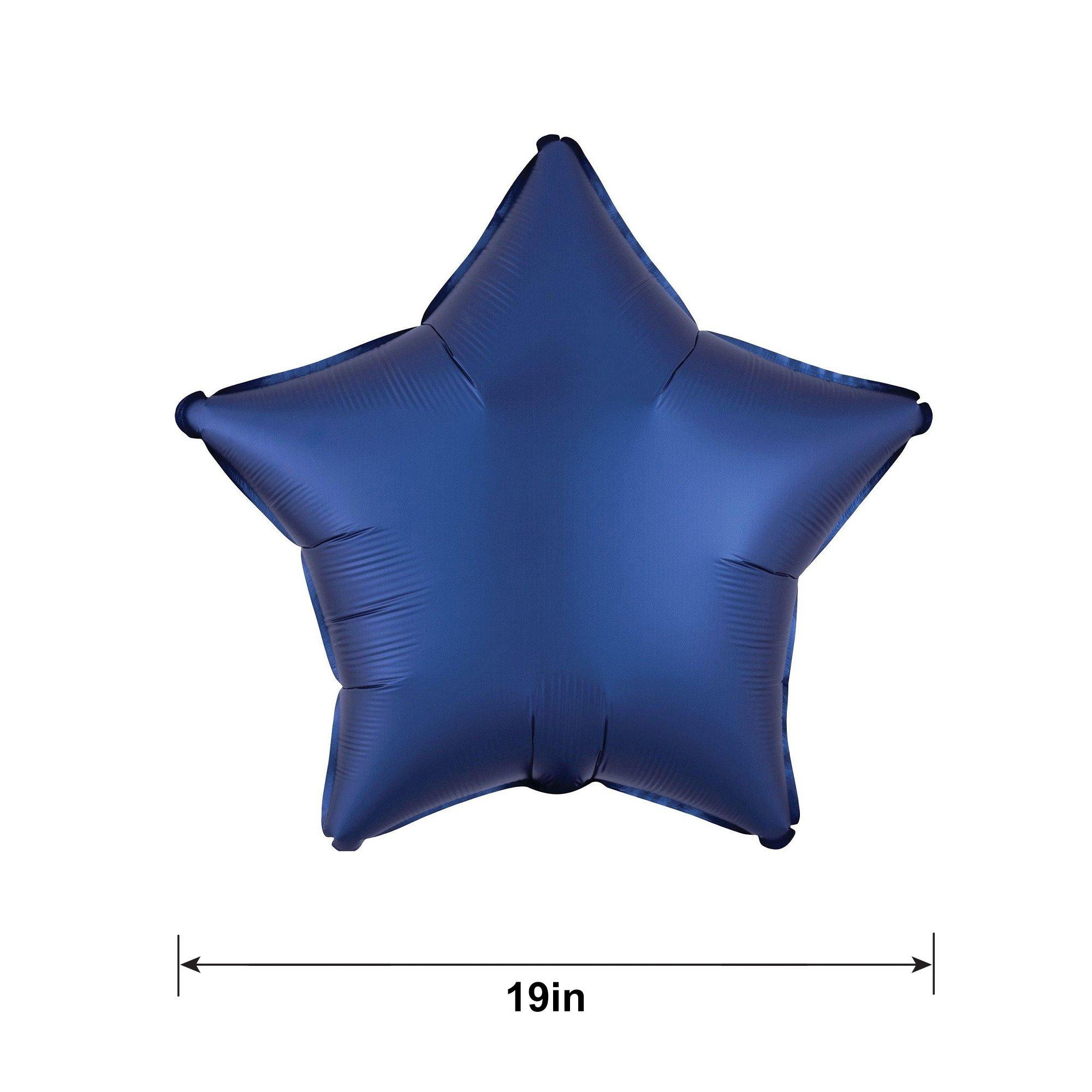 Navy Blue Satin Star Foil Balloon, 19in