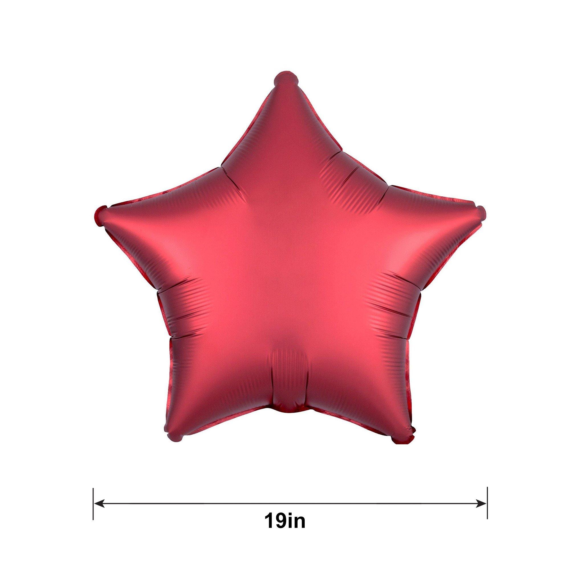 Red Satin Star Foil Balloon, 19in