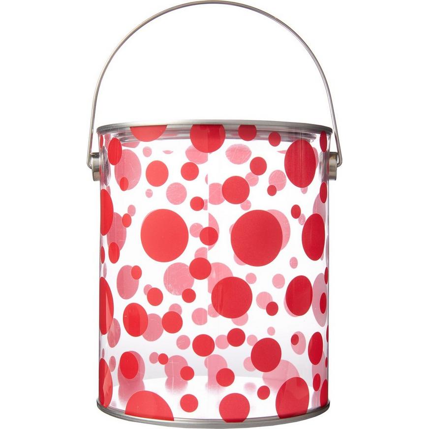 Large Red Polka Dot Plastic Favor Paint Can