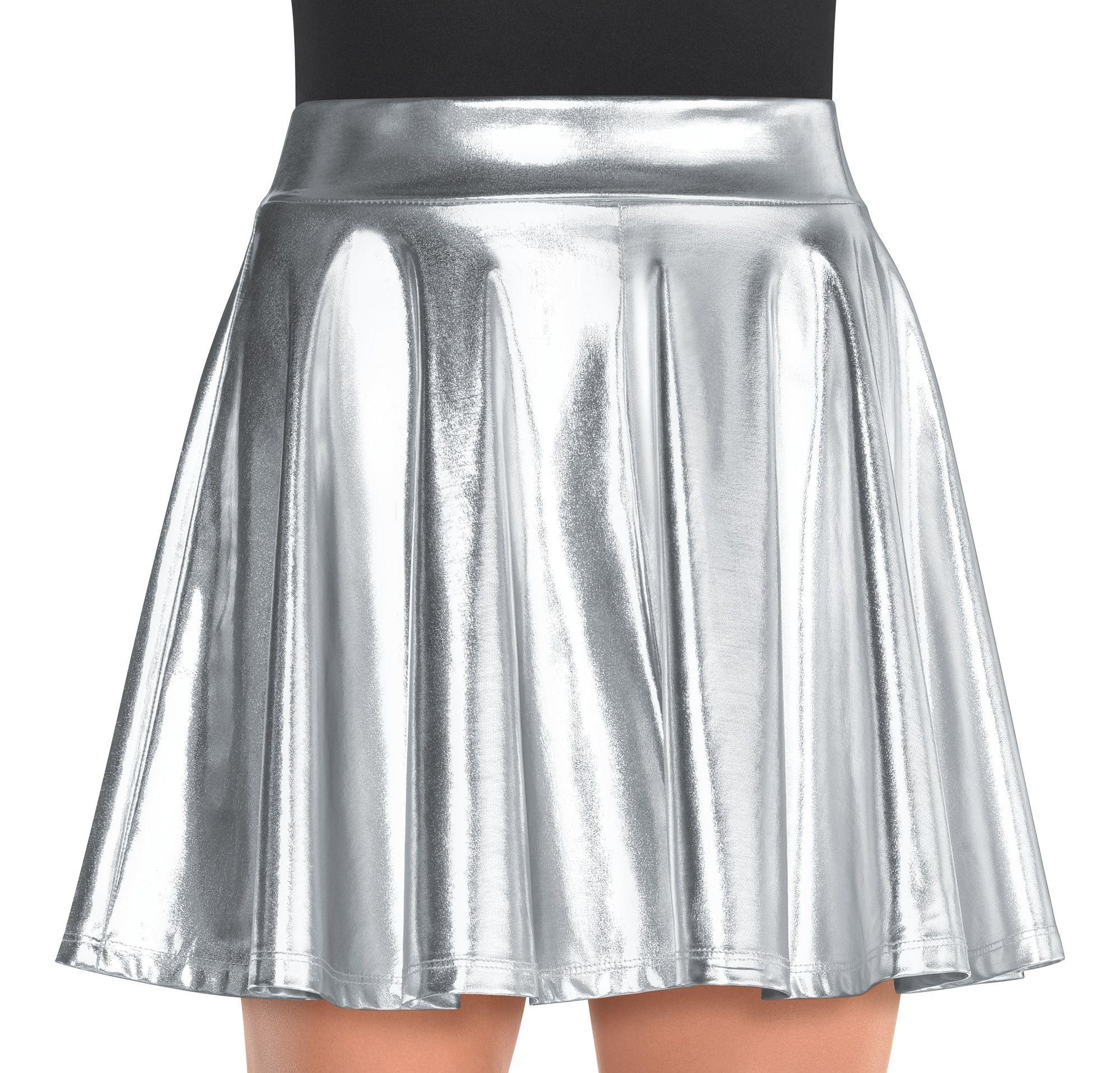Womens Silver Flare Skirt