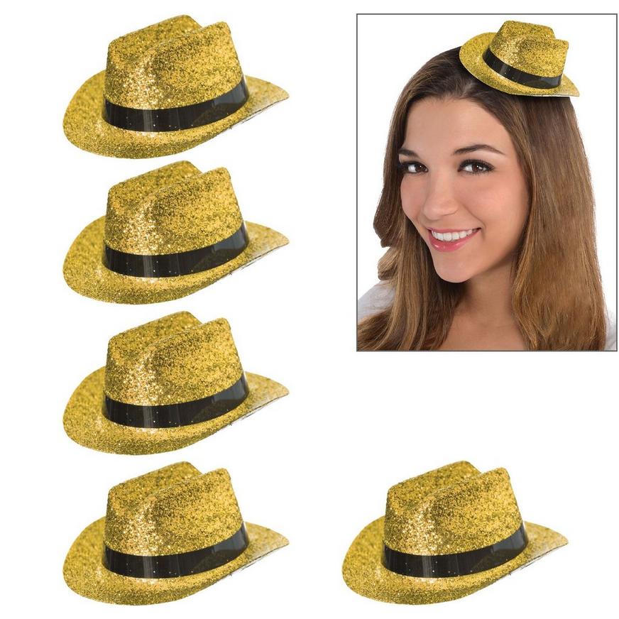 Gold Glitter Mini Cowboy Hats 10ct