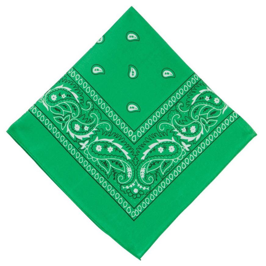 Green Paisley Bandanas, 20in x 20in, 10ct
