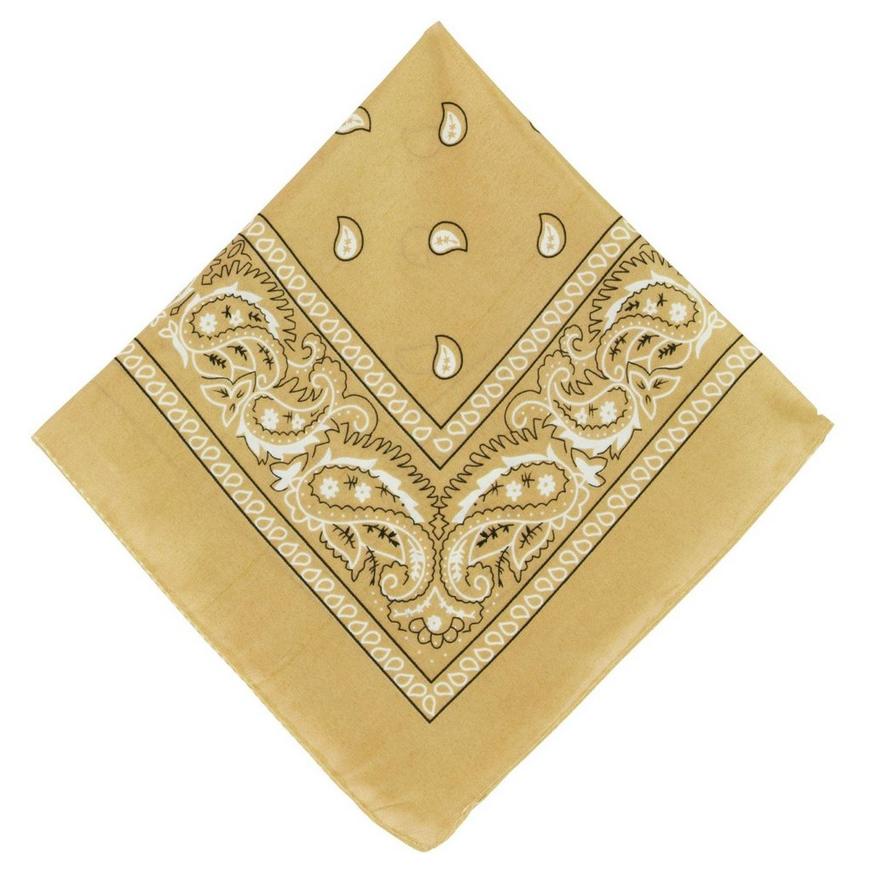 Gold Paisley Bandanas, 20in x 20in, 10ct