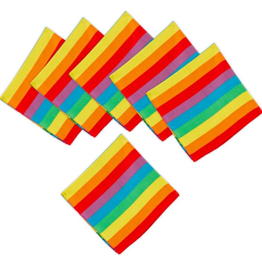 Rainbow Stripe Bandanas, 20in x 20in, 10ct