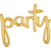 Air-Filled Gold Party Cursive Letter Balloon Banner, 31in