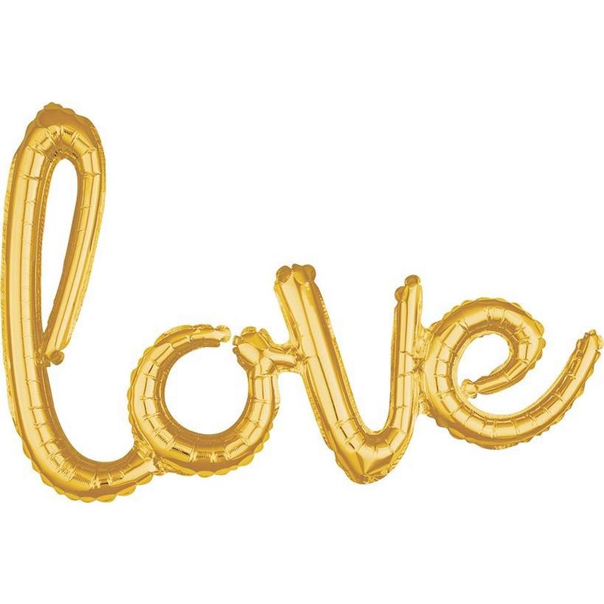 Air-Filled Gold Love Cursive Letter Balloon Banner, 21in