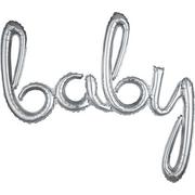 Air-Filled Baby Cursive Letter Balloon Banner, 33in