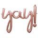Air-Filled Rose Gold Yay Cursive Letter Foil Balloon Banner, 35in x 25in
