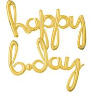 Air-Filled Gold Happy B-Day Cursive Letter Balloon Banners 2ct, 27in