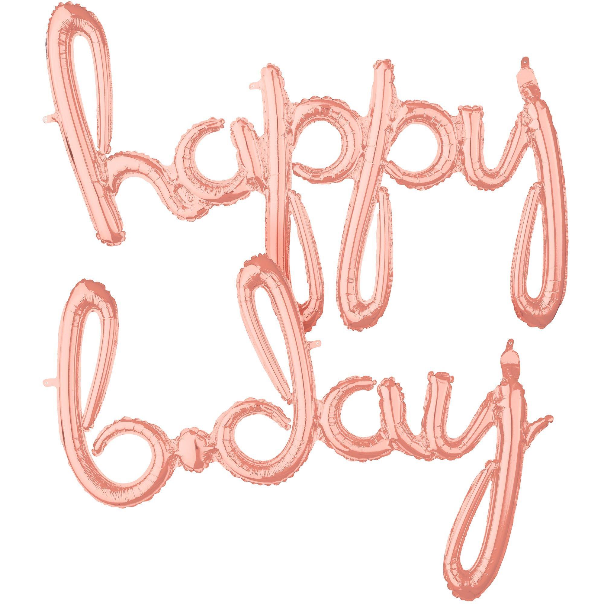 Rose Gold Birthday Party Decoration, Happy Birthday Banner, Rose