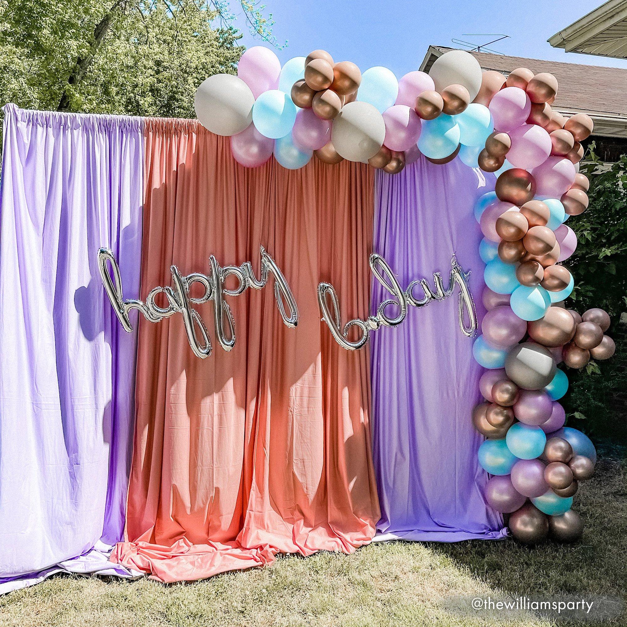 Air-Filled Silver Happy B-Day Cursive Letter Balloon Banners 2ct, 27in