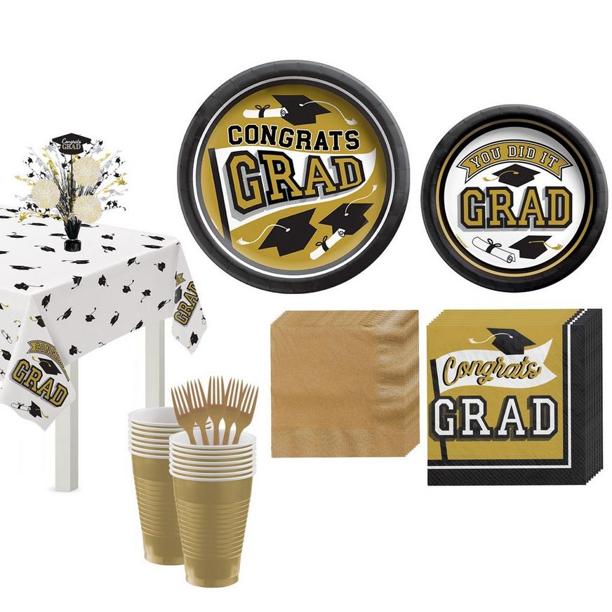 Gold Congrats Grad Tableware Kit for 20 Guests