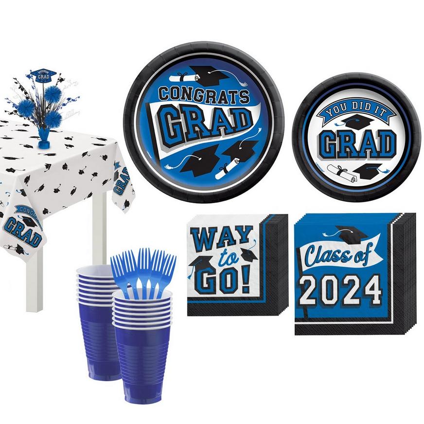 Blue Congrats Grad Tableware Kit for 20 Guests