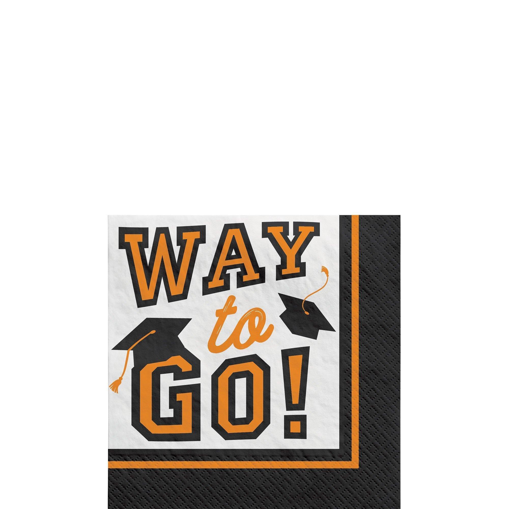 Graduation Party Supplies Kit for 40 with Decorations, Balloons, Plates, Napkins, Cups - Orange Congrats Grad