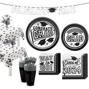 White Congrats Grad Tableware Kit for 40 Guests